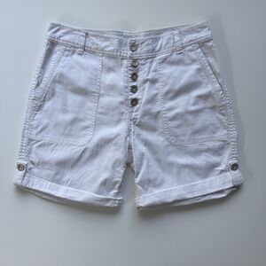 SUNDANCE Roll-Up Button Front‎ 6.5" Shorts Womens 6 White Mid-Rise Beach